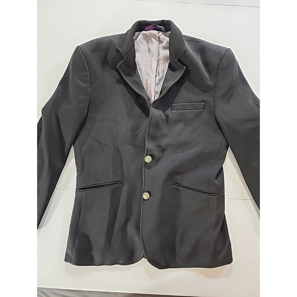 RNT 23 Ron Tomson Mens Black Blazer Jacket Coat XL Fits L 42" Elbow Patches